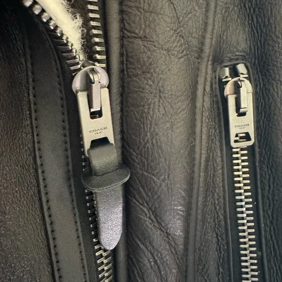 NWT Coach Black Leather Vest with Fully lined Shearling - Picture 5 of 7